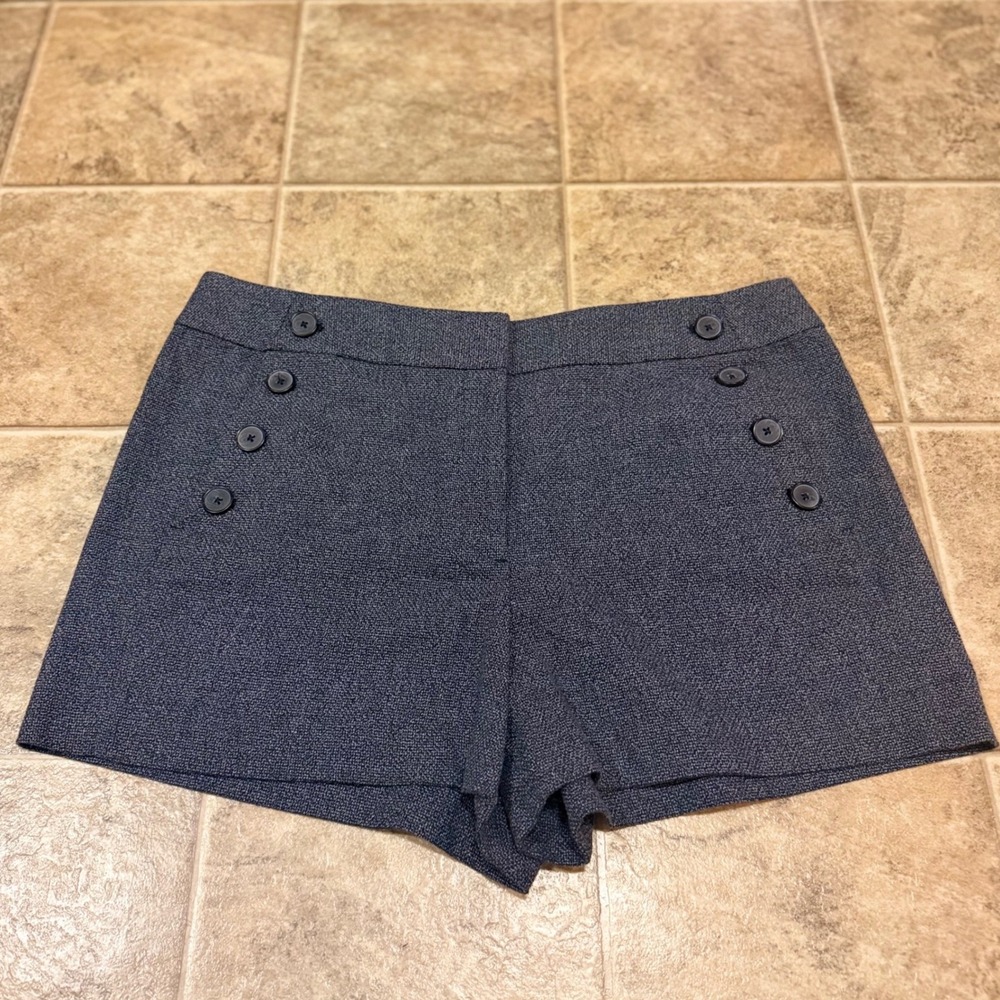 Loft Riviera Shorts Womens 12 Navy Blue Cotton Sailor Button High Rise Nautical